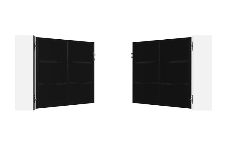 Stahlflügeltor 3,5 m NALI H.160 cm Mattschwarz - rostfrei & einbruchsicher, inkl. Schloss & Schlüssel, einfache Montage