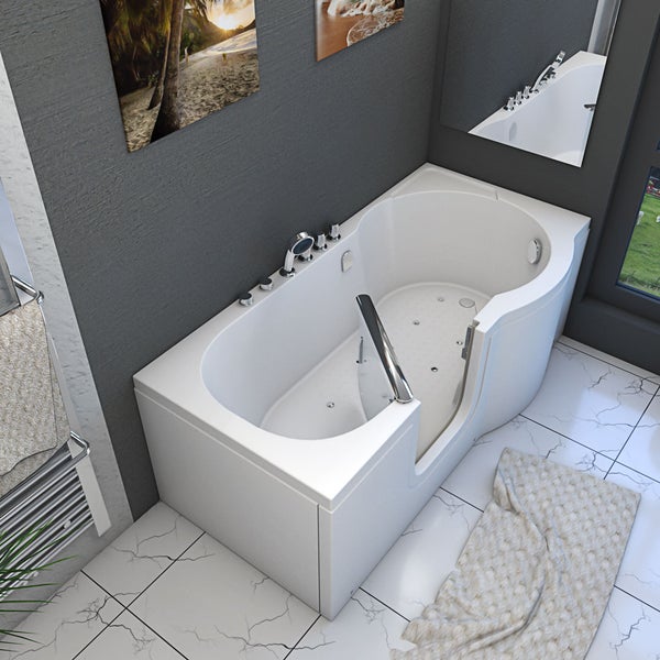 Sitzbadewanne Senioren Wanne Sitzwanne mit Tür S12-TH-AIR-L 170x85cm