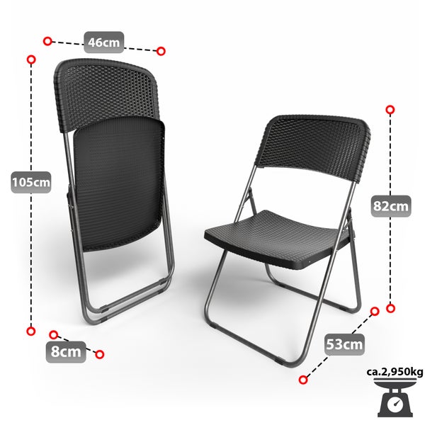 BigDean 4 Stück Klappstuhl Rattan Optik – Campingstuhl belastbar bis 200kg – wetterfester Gartenstuhl Balkonstuhl Campingstuhl klappbar