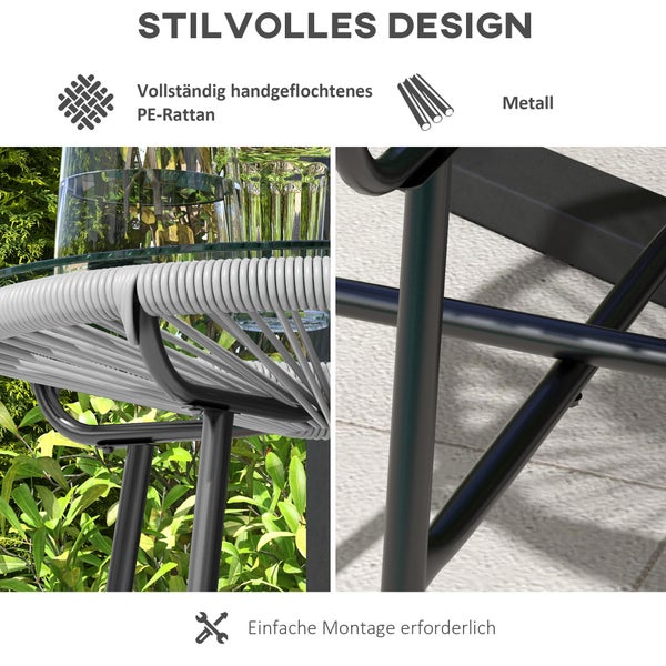 Stilvolles Design: Handgeflochtenes Polyethylen Rattan und Metall, einfache Montage erforderlich.