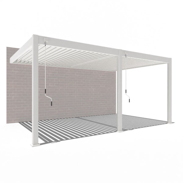 Weide Deluxe Wandpergola 3,6 x 5,3 M - Voll-Aluminium, Lamellendach, Weiß