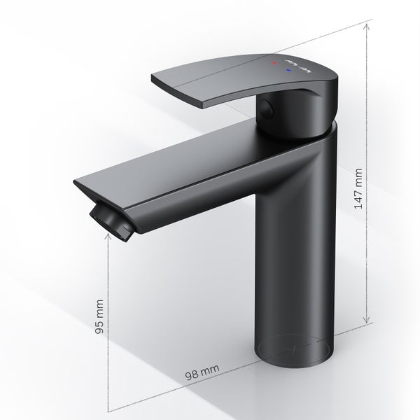 Waschtischarmatur mit Maßen