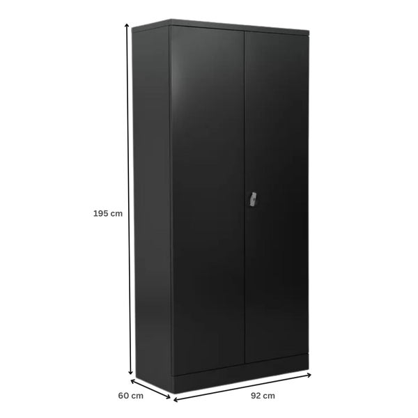 PROREGAL Stahlschrank Bee 5 Fachböden HxBxT 195 x 92 x 60 cm Pulverbeschichtetes & Verstärktes Fachbodenmaterial Schwarz & Schwarz