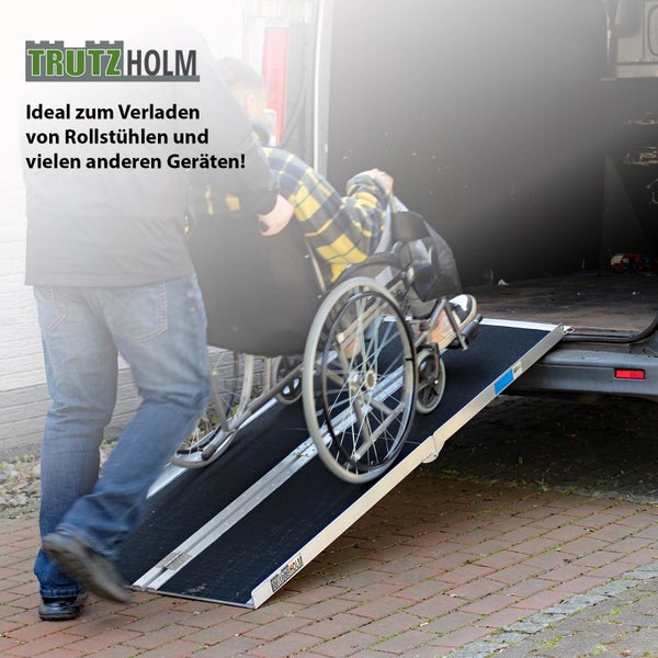 TRUTZHOLM Auffahrrampe 2-fach klappbar 213 cm Traglast 272 kg Alu grau schwarz beschichtet Rollstuhlrampe