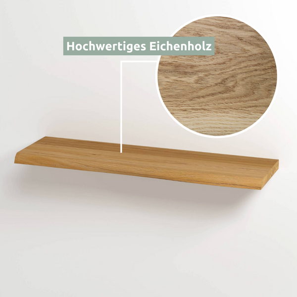 holz4home Schwebendes Wandregal aus Eiche 40cm mit Baumkante Natur