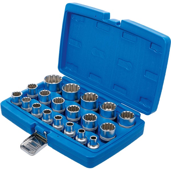 BGS Steckschlüssel-Einsatz-Satz Gear Lock Antrieb Innenvierkant 12,5 mm (1/2) 19tlg. - 2152