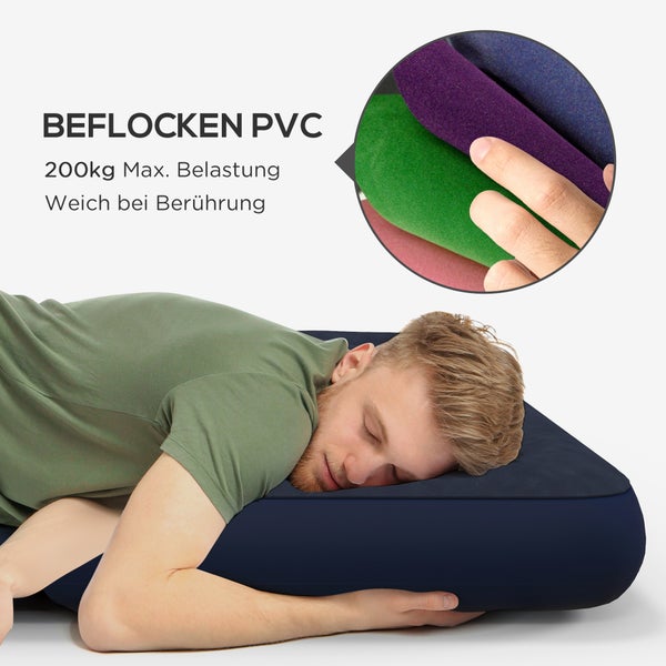 Outsunny Luftbett, Luftmatratze, klappbares Campingbett für 2 Personen, Dunkelblau, 203 x 152 x 22 cm