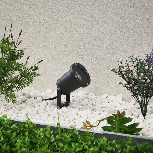 Lindby Außenleuchte Nielas (spritzwassergeschützt (Modern) in Alu aus Aluminium (1 flammig, GU10) - Erdspießleuchte außen