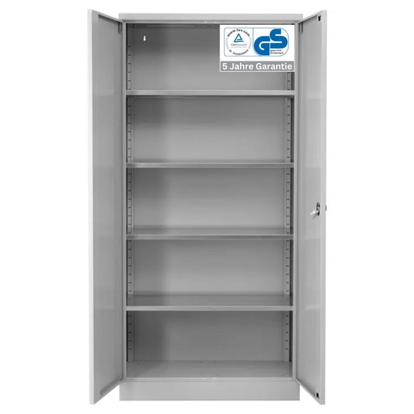 PROREGAL Stahlschrank Bee 6 Fachböden HxBxT 195 x 92 x 42 cm Verzinktes Fachbodenmaterial Grau & Grau