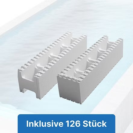 Zwei Schalungssteine aus Styropor für den Poolbau, inklusive 126 Stück.
