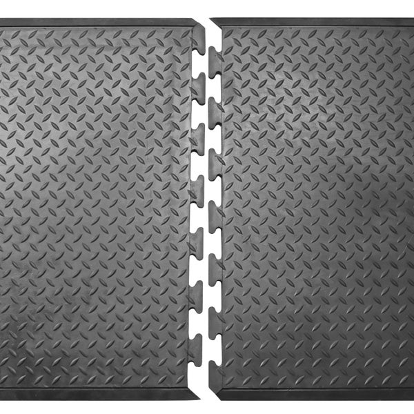 PROREGAL Anti-Ermüdungs-Gummifliesen 3er Set | BxL 240x70cm | Stärke 1,2cm | Schwarz | Anti-Rutsch, Matte, Bodenschutz
