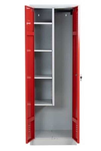 PROREGAL Metallspind Dolphin HxBxT 180 x 60 x 50 cm Zylindereschloss Grau-Rot