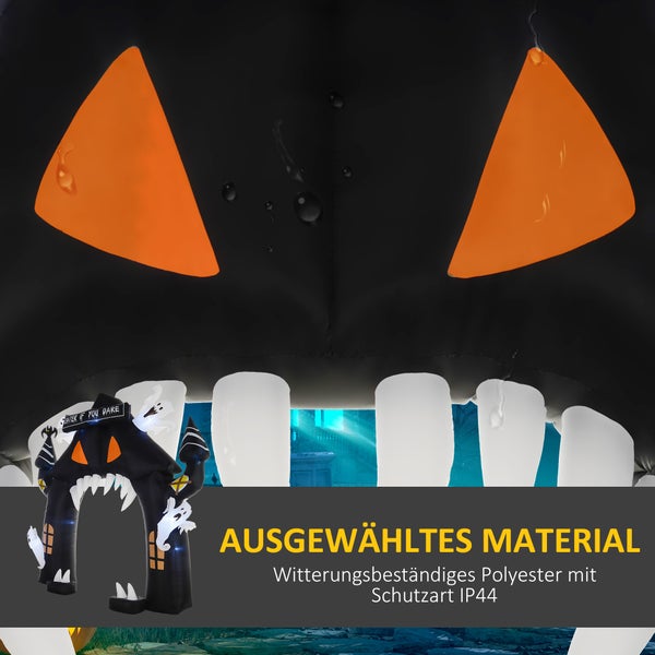 Outsunny Halloween aufblasbarer Bogen, Halloween Dekoration, 300 cm Große Halloween-Deko mit LED-Beleuchtung, Partydekoration für Innen- & Außenbereiche