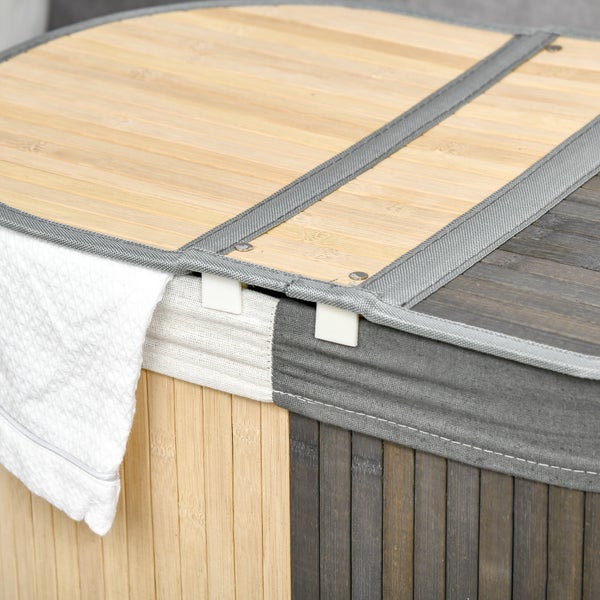 Wäschekorb aus Bambus mit Deckel und Stoffeinsatz