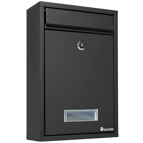 Briefkasten tectake  215 x 90 x 320 mm aus beschichtetem Stahl schwarz