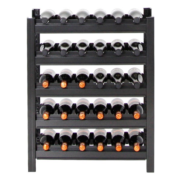 PROREGAL Weinregal TOSKANA HxBxT 75x60x30 cm 30 Flaschen auf 5 Ebenen Schwarz Wein Metallregal Weinständer Flaschenständer
