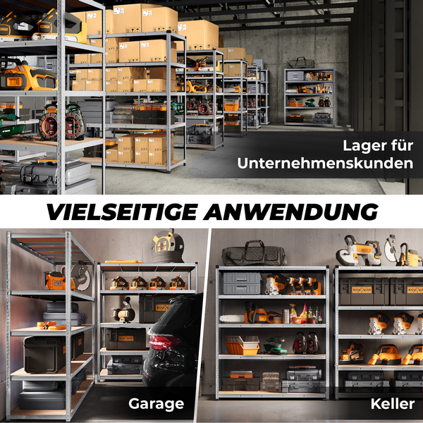 ALL Premium Schwerlastregal 180x150x40cm Silber – Bis 1250 kg belastbar, höhenverstellbar, Stecksystem, ideal für Lager, Garage & Keller