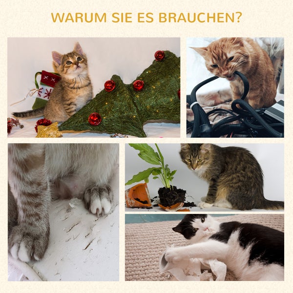 PawHut Kratzbaum 57 cm Kleiner Katzenbaum mit Katzenhöhle, Liegeplattform, Katzenkratzbaum mit Kratzbrett, Spielball, Katzenmöbel für Katzen bis 5 kg, Kaffee