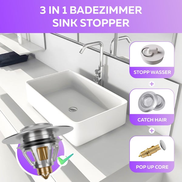3 in 1 Waschbeckenstöpsel für das Badezimmer