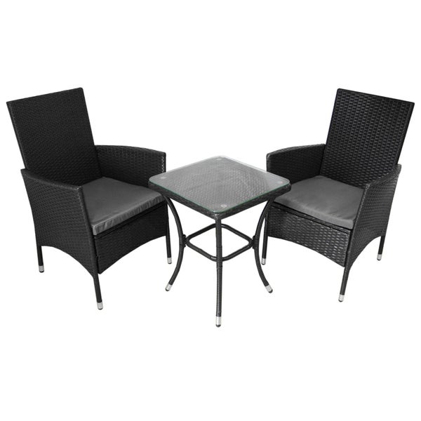 Jardí Rattan Bistro Set Schwarz