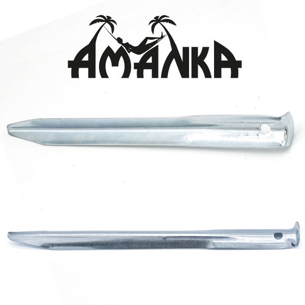 AMANKA 10 XL Stahl Zelt-Heringe V-Profil 230x23mm stabile Zeltnägel Sand-Boden Camping Set Erdnägel leicht lang verzinkt