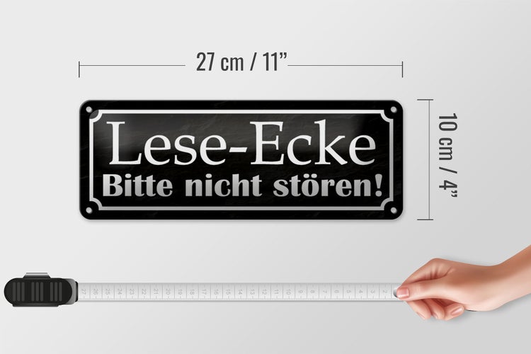 Blechschild Spruch 27x10cm Lese-Ecke bitte nicht stören Dekoration