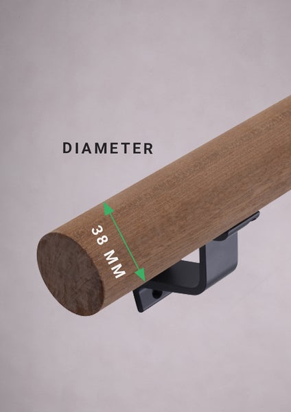 HANDYSTAIRS Handlauf aus Holz – runder Handlauf Ø 38 mm – Mahagoni – 390 cm – gerade enden