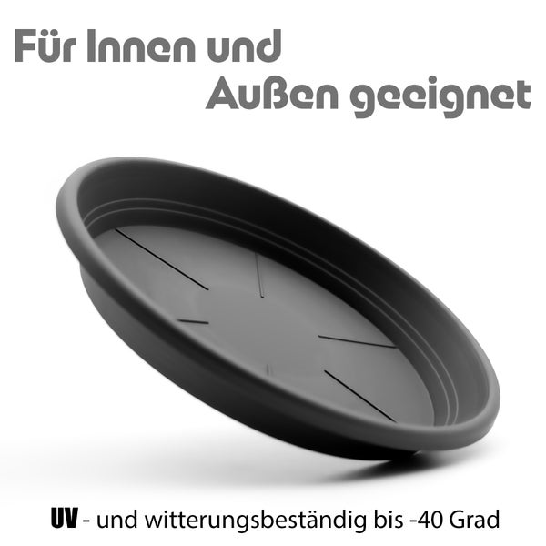 AB BigDean 10 Stück Blumentopf Untersetzer Ø 33 cm in Anthrazit – Topfuntersetzer aus robustem Kunststoff & Made in Europe