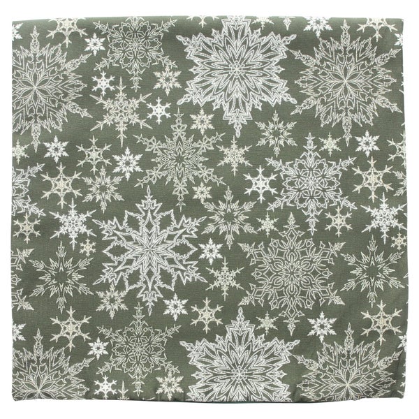 Quadratischer Kissenbezug mit aufgedrucktem Schneeflockenmuster für winterliche Dekoration