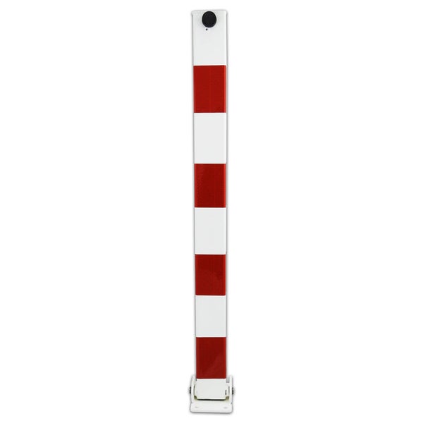 UvV Stahl Absperrpfosten 70x70 mm weiß-rot klappbar Dreikant +Bodenanker
