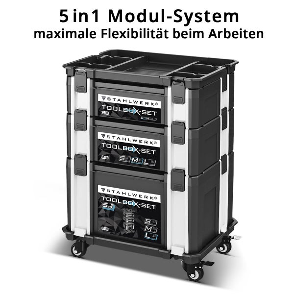 STAHLWERK Toolbox Set 5 in 1 Systembox Werkzeugkiste Werkzeugkoffer Werkzeugbox
