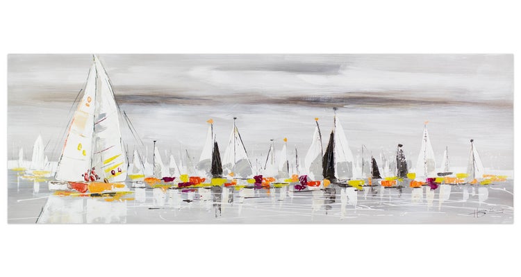 Handgemaltes Gemälde Acrylfarbe 150x50cm Grau