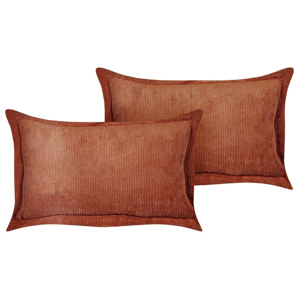 Dekokissen 2er Set ZINNIA Cord 47 x 27 cm Goldbraun Ohne Muster