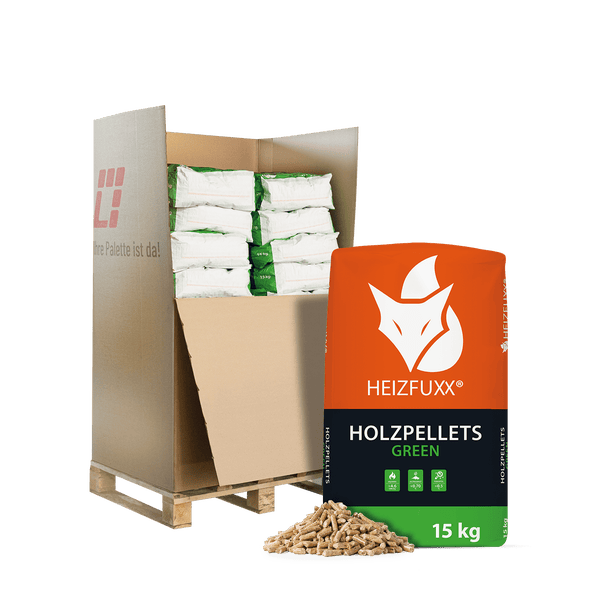 Heizfuxx Holzpellets Green 15kg x 20 Sack 300kg Palette Pellets Im Papiersack Ökopellets Holzpellets Im Papiersack