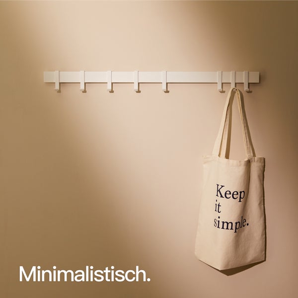 Designfabrik Hamburg Moderne Garderobenleiste  |  Wandgarderobe Weiß 80cm