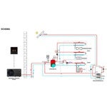 Schema einer Solarthermieanlage für Warmwasserbereitung und Heizungsunterstützung