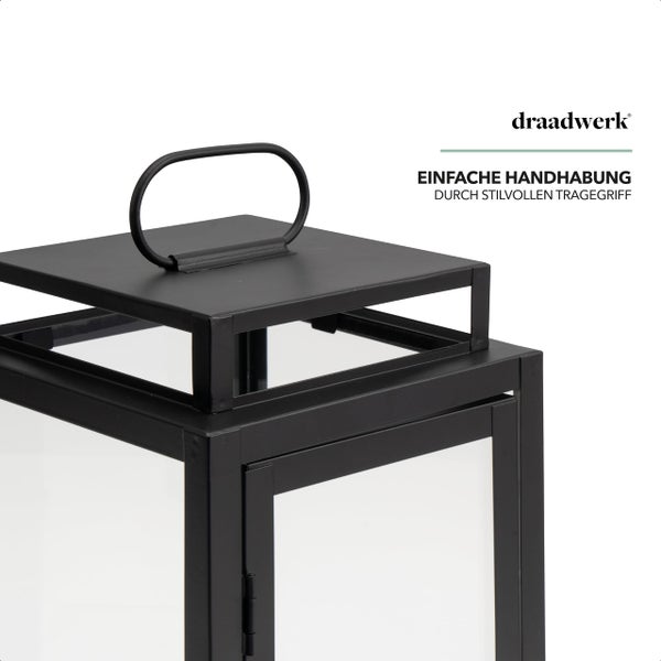 draadwerk® Laternen 2er Set | Gartenlaterne | Wohndekoration für Innen & Außen | Große Outdoor-Windlichter | Designer Dekoration für Wohnzimmer, Balkon & Garten (Schwarz)