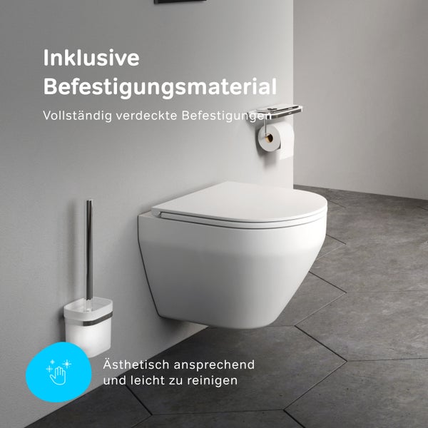 AM.PM Wand-WC  Tiefspüler ohne Spülrand weiß glänzend mit WC-Sitz CSB1700SC Spirit 2.0
