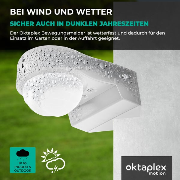 Oktaplex Don Bewegungsmelder Außen 240° PIR-Sensor IP65 10m weiß LED geeignet