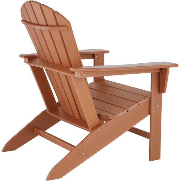 2 Gartenstühle Joan mit 2 Fußablagen Lyn und Tisch Dylan tectake  Tisch mit Lamellenmuster im Adirondack-Stil braun/braun