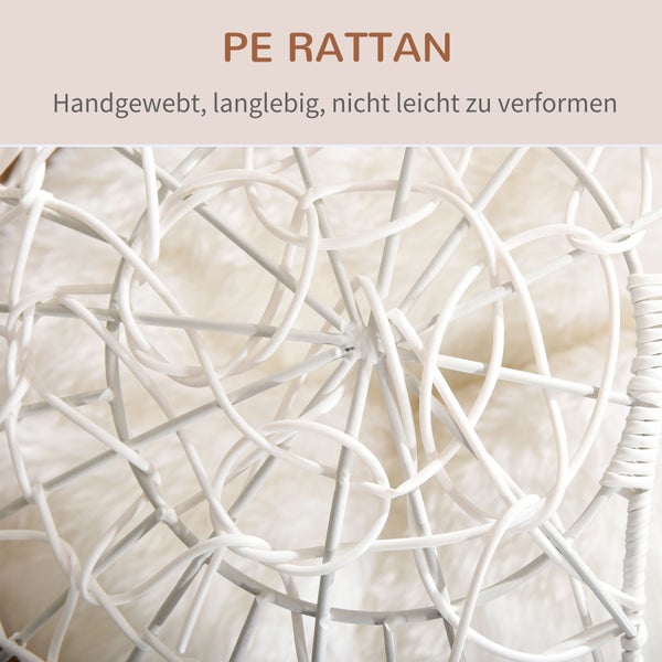 PawHut Katzenbett aus Rattan, Ø45 x 57H cm, PE-Rattan, Cremeweiß