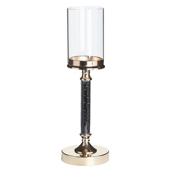 Kerzenhalter mit Glasaufsatz und Dekosteinen