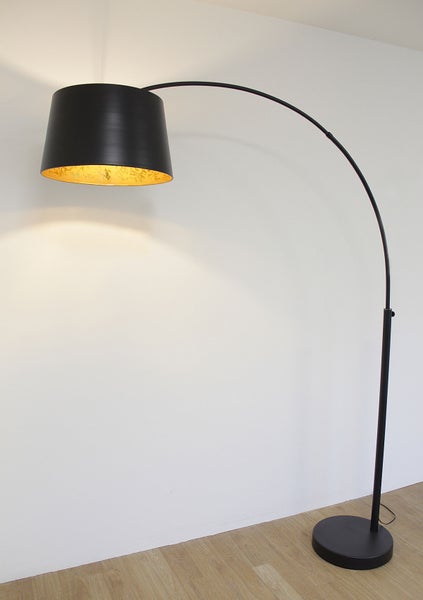 Bogenleuchte Glarona matt schwarz + blattgold 207 cm 10957