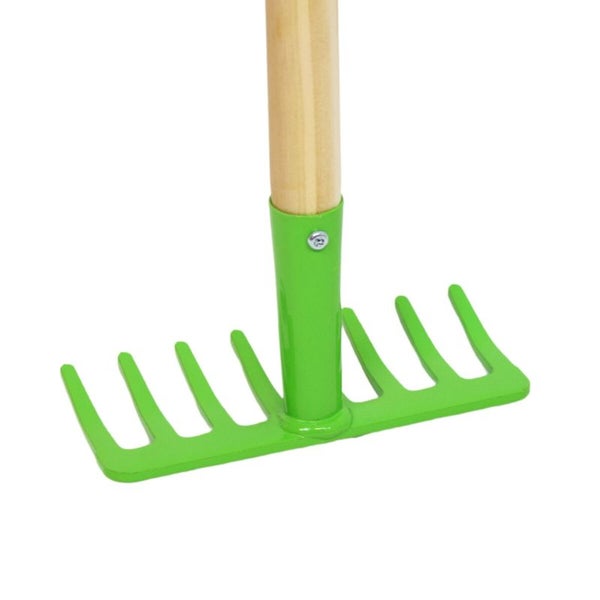 Kinderrechen (Metall) mit Holz-Stiel - Grün