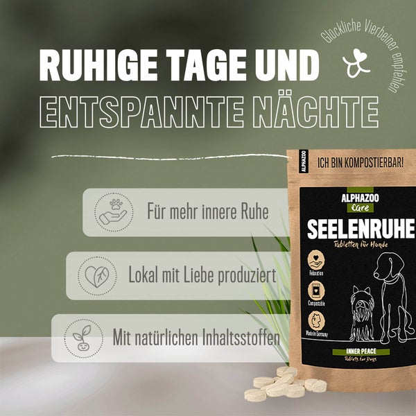 ALPHAZOO Seelenruhe Tabletten 180g für Hunde I Natürliche Entspannung bei Unruhe