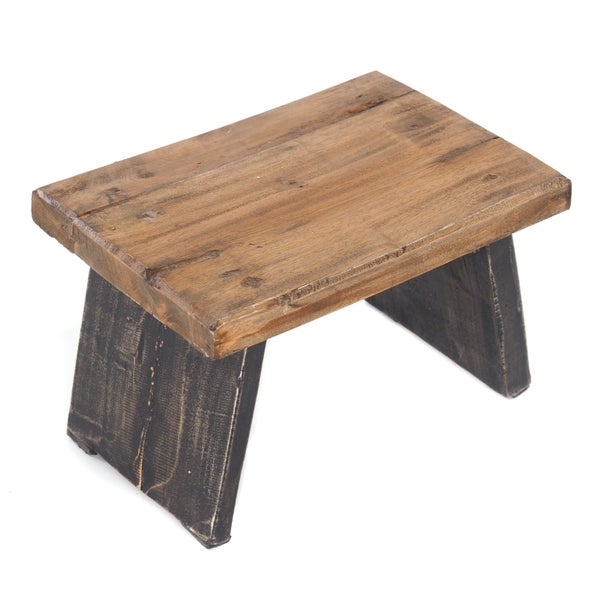 Fusshocker SCHEMEL Recyclingholz massiv 04 schwarz-natur