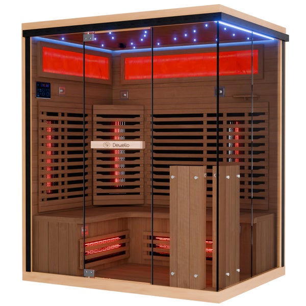 Dewello® Infrarotkabine Infrarotsauna KENORA 160cm x 120cm inkl. 7 Vollspektrumstrahler, 3 Karbonstrahler, LED