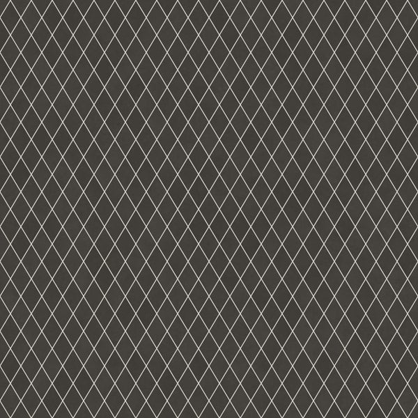 Tapete mit geometrischem Rautenmuster in Dunkelgrau und Weiß.