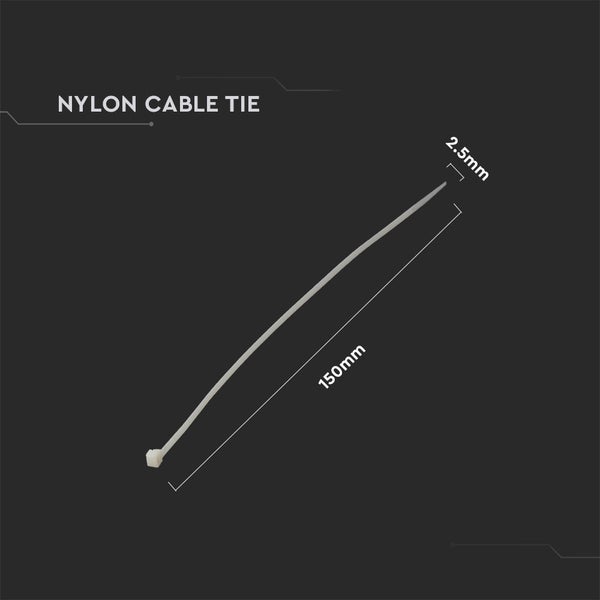 V-TAC  - Nylon-Kabelbinder - 2,5x150mm - Weiß - 100 Stück/Packung