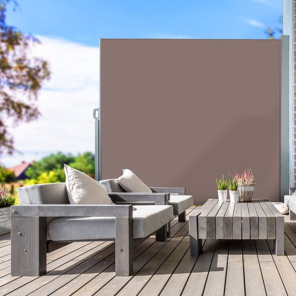 FLOORDIREKT Seitenmarkise - Markise für Balkon und Terrasse - Breite: 3 m - Höhe: 2 m - Braun